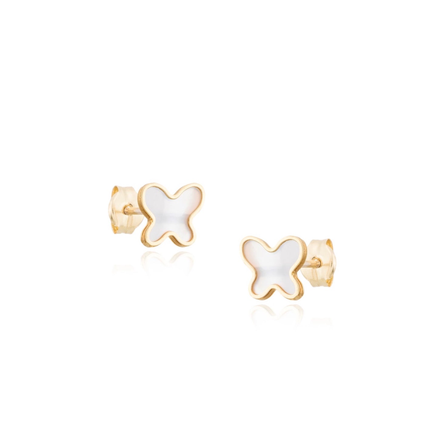 14k Gold & Mother of Pearl Butterfly Earrings