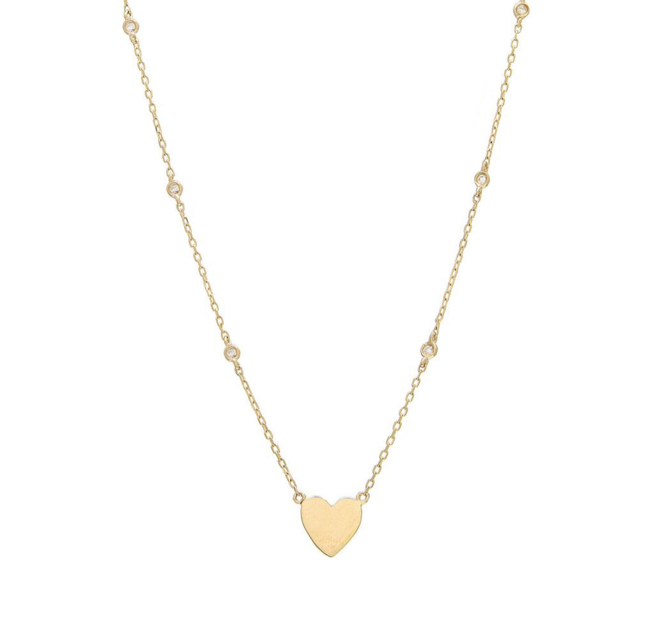 14k Gold Heart with Multi Diamonds Necklace