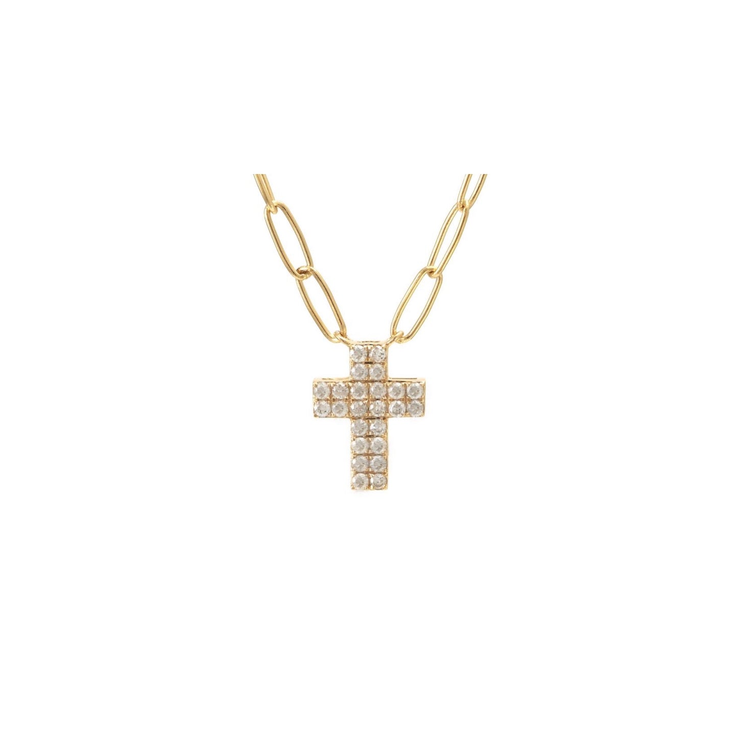 14k Gold Diamond Heart & Paper Clip Necklace