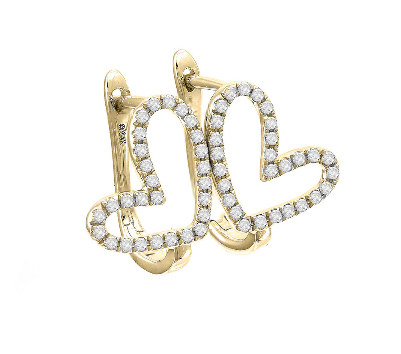 14k Gold Diamond Heart Earring
