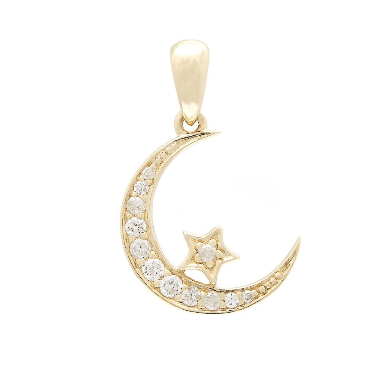 14k Gold & Diamond Moon & Star