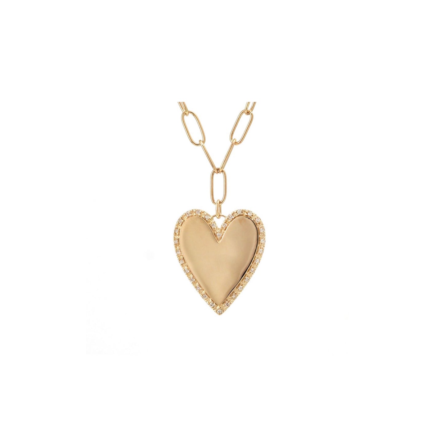 14k Gold Heart Hanging Paper Clip Necklace