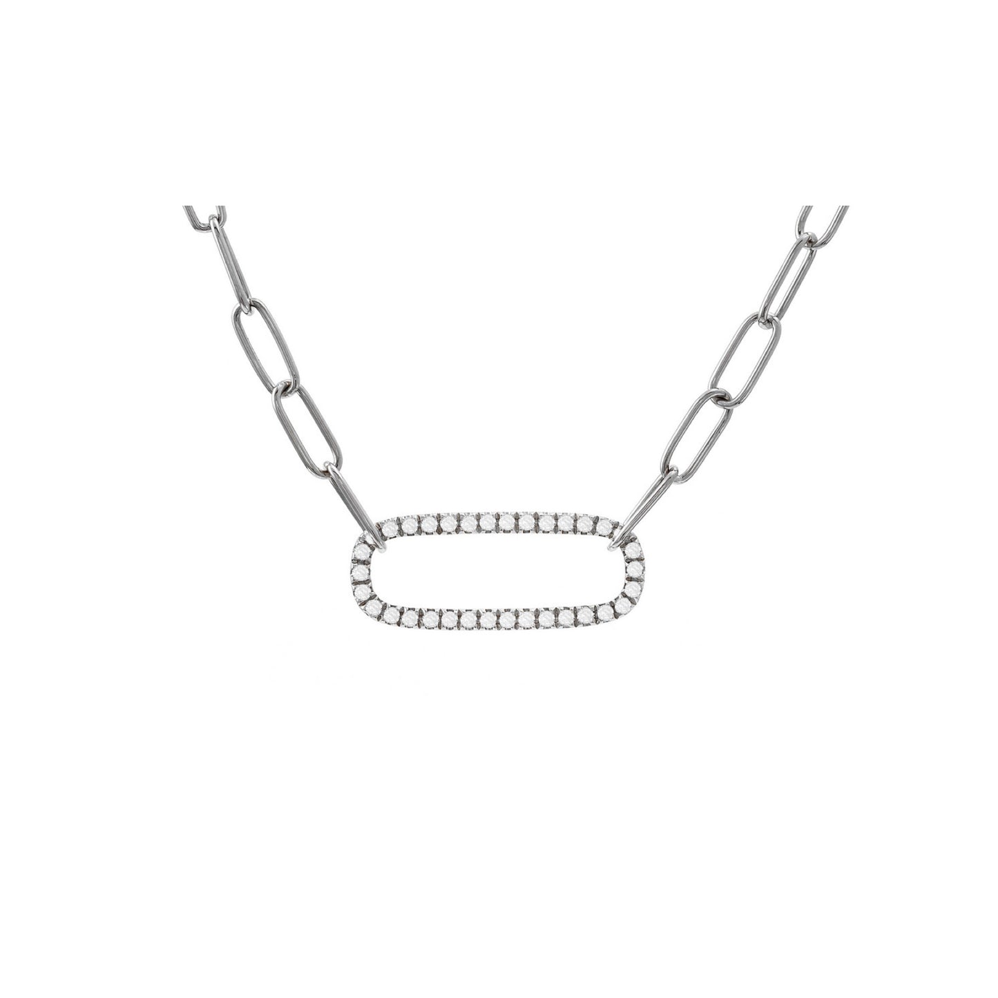 14k Gold & Diamond Paper Clip Necklace