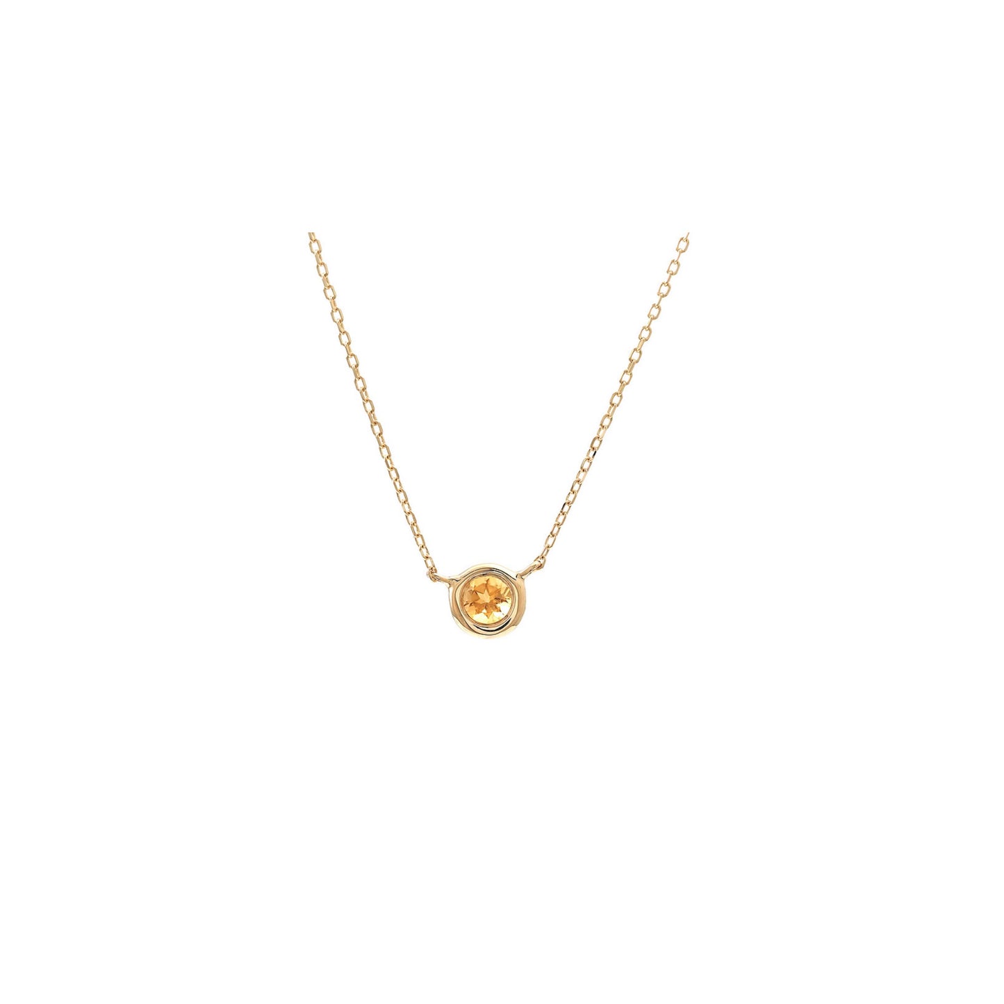 14k Gold Citrine Bezel Necklace