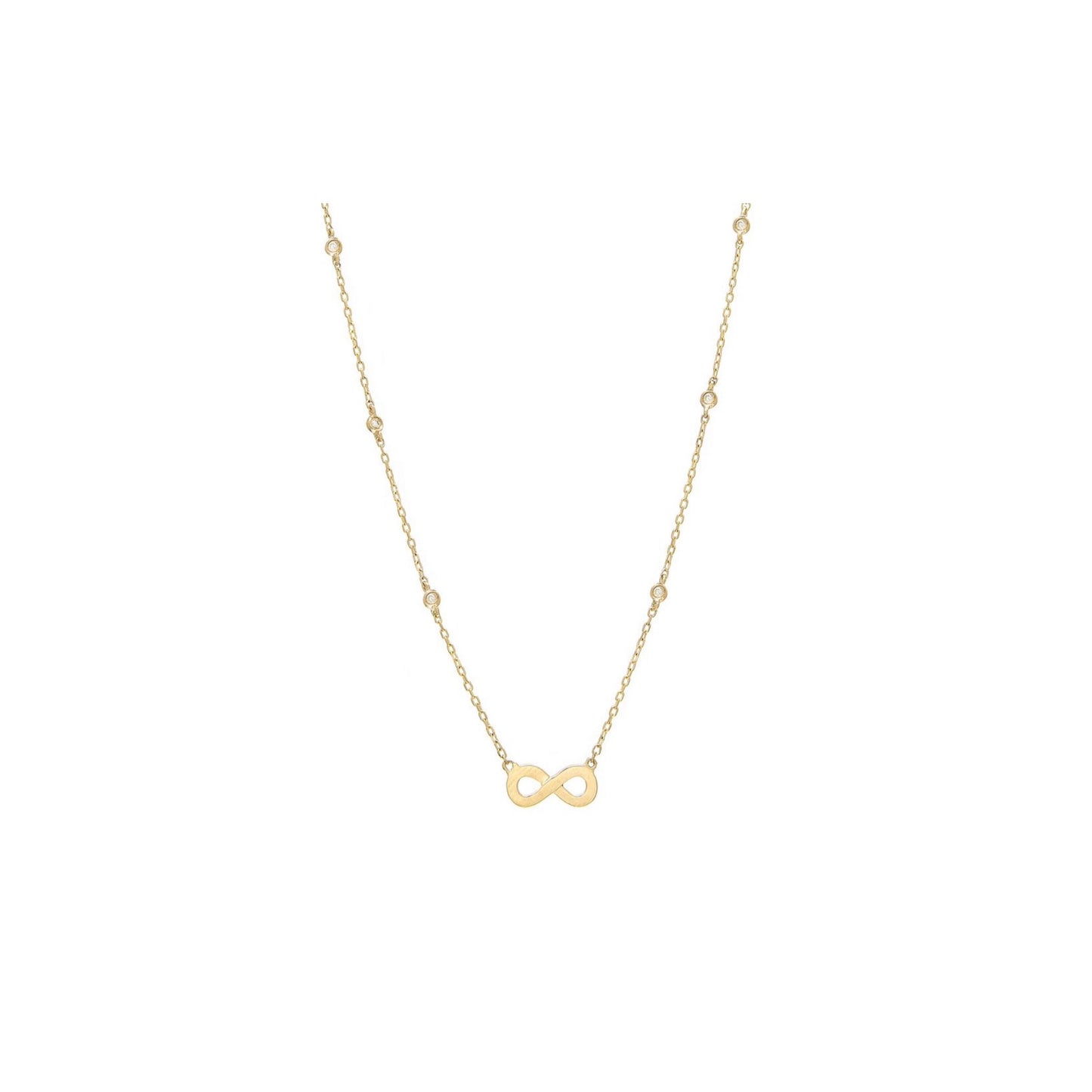 14k Gold Infinity with Multi Diamonds Necklace