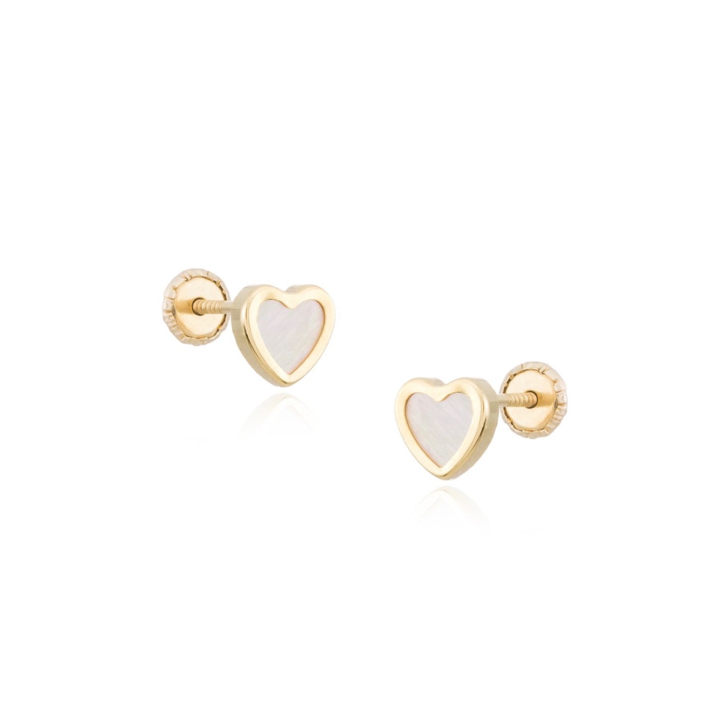 14k Gold & Mother of Pearl Heart Earrings