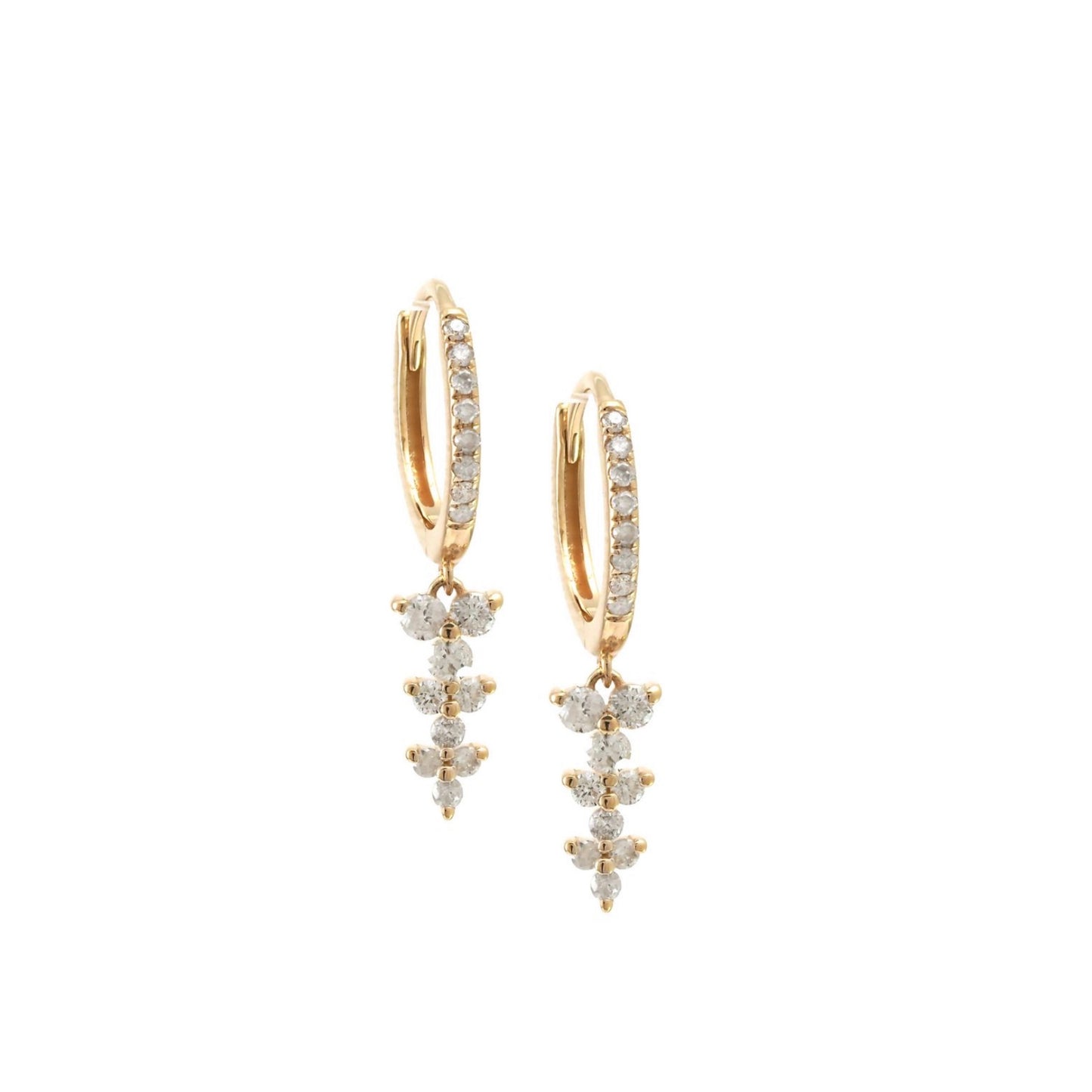 14k Gold & Nine Diamond Hoops