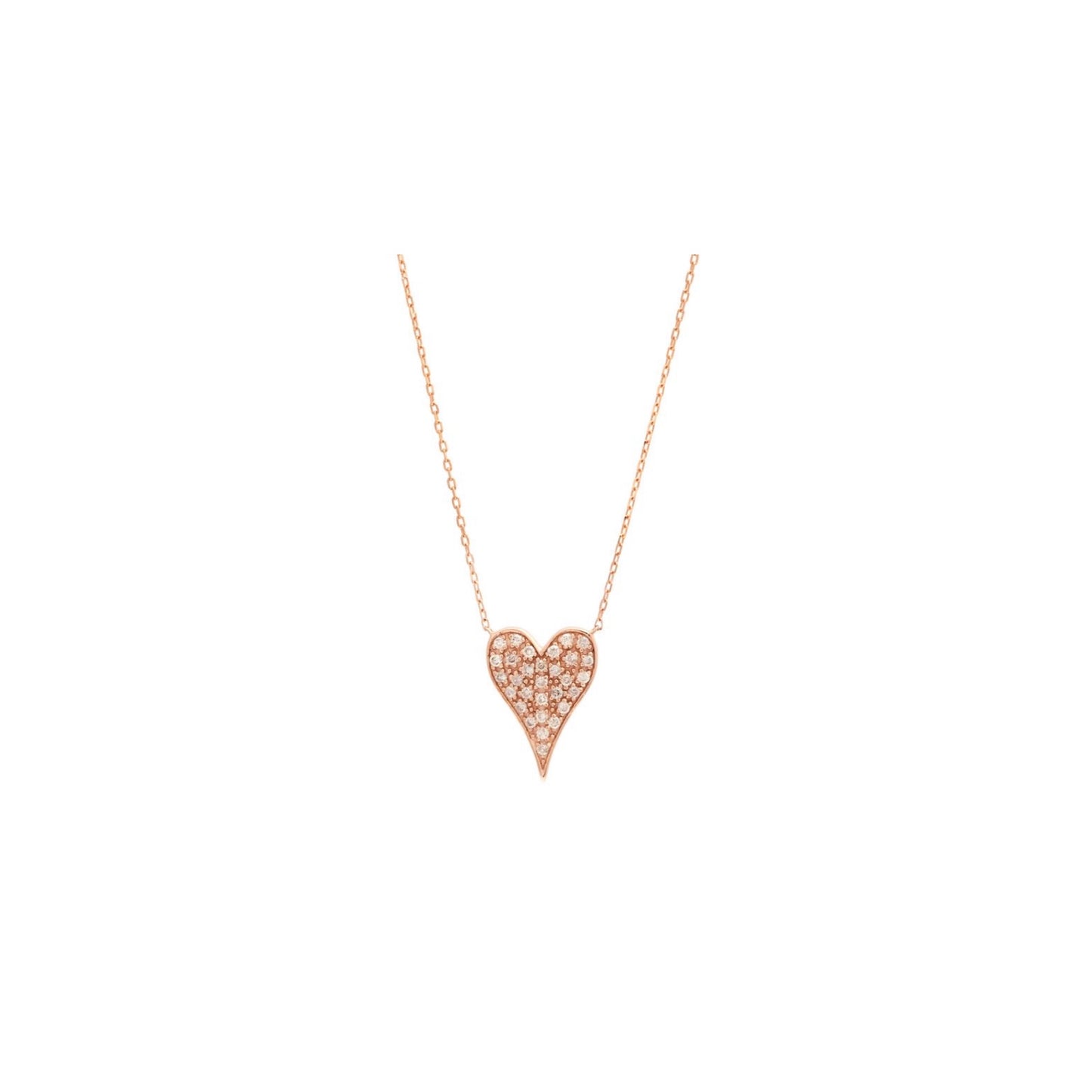 14k Gold & Diamonds Skinny Heart Necklace