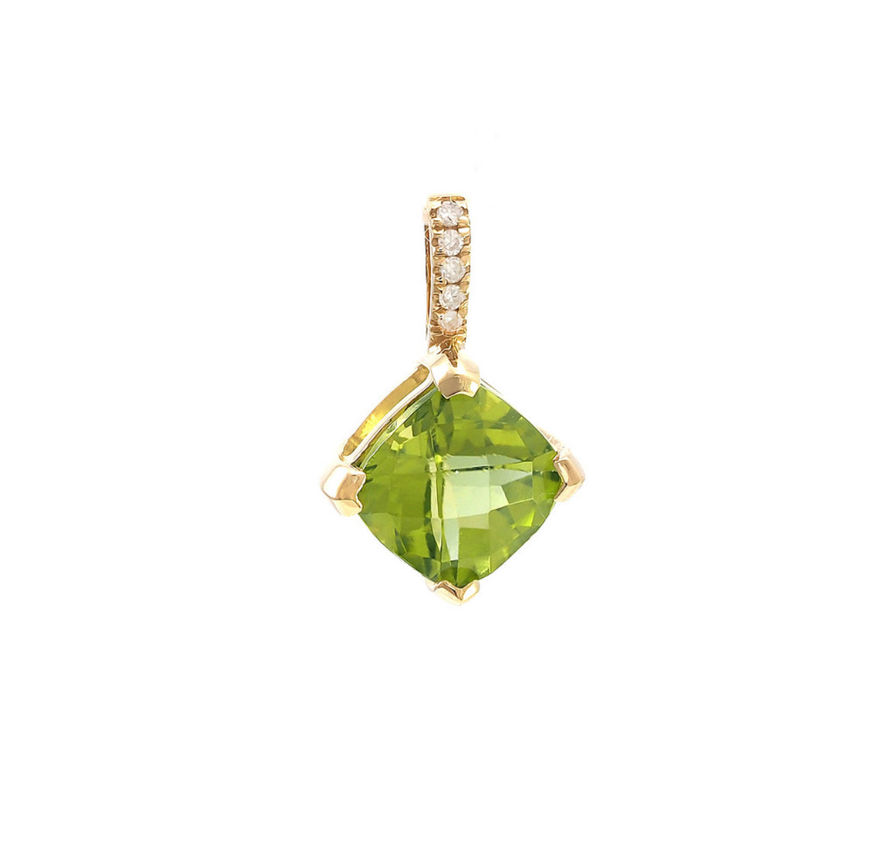 14k Gold Peridot & Diamonds Pendant