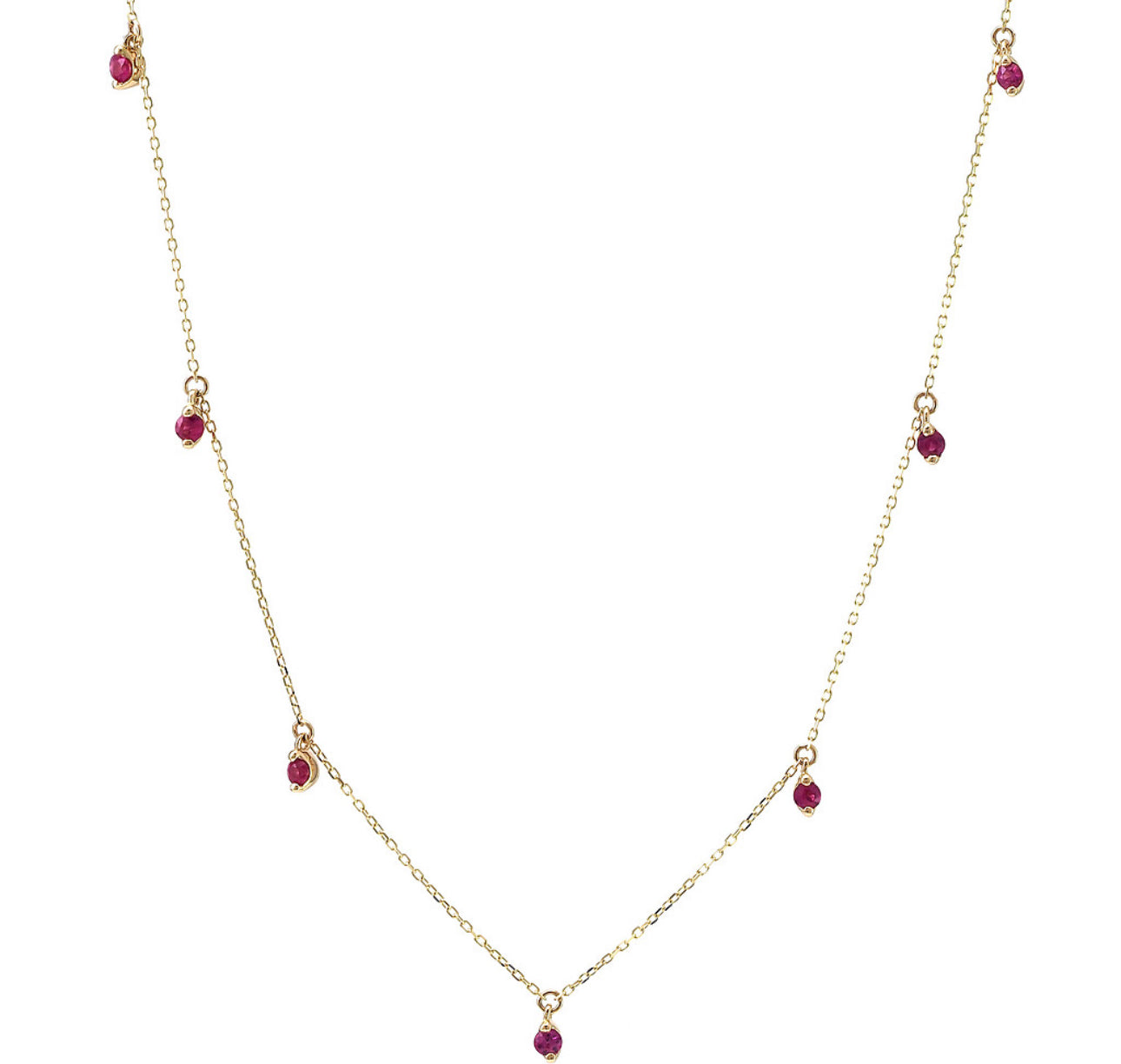 14k Gold Dangle Ruby Necklace