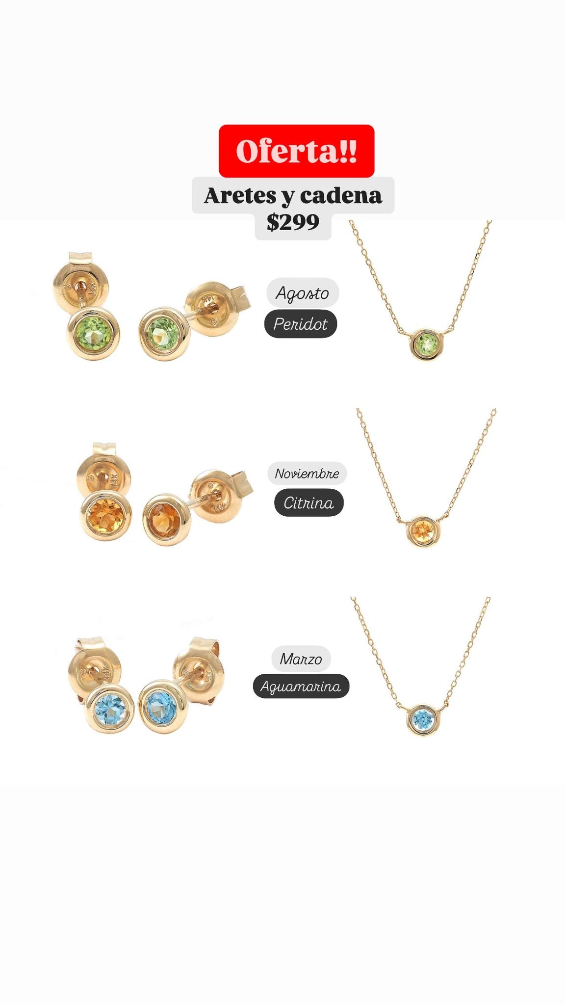 14k gold aguamarina set Yesenia