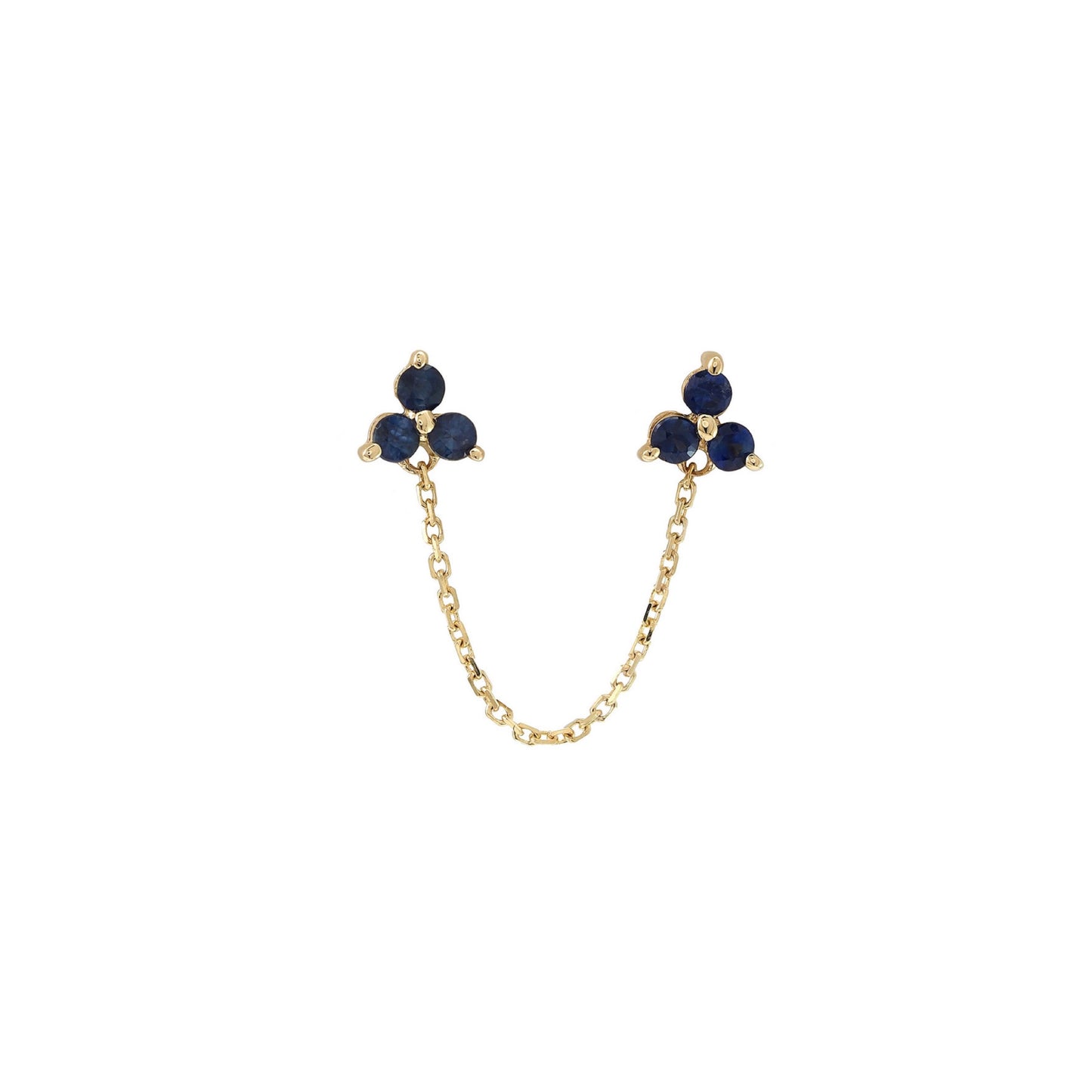 14k Gold Sapphire Trio Chain Drop Earrings