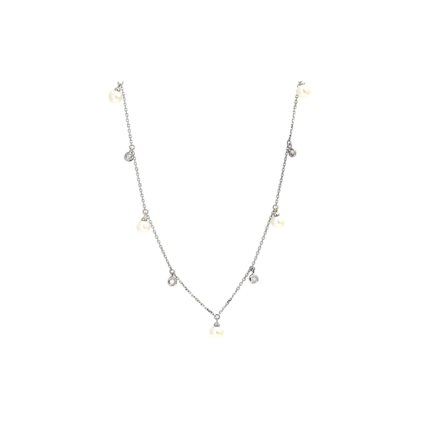 14k Gold Pearl & Diamonds Necklace