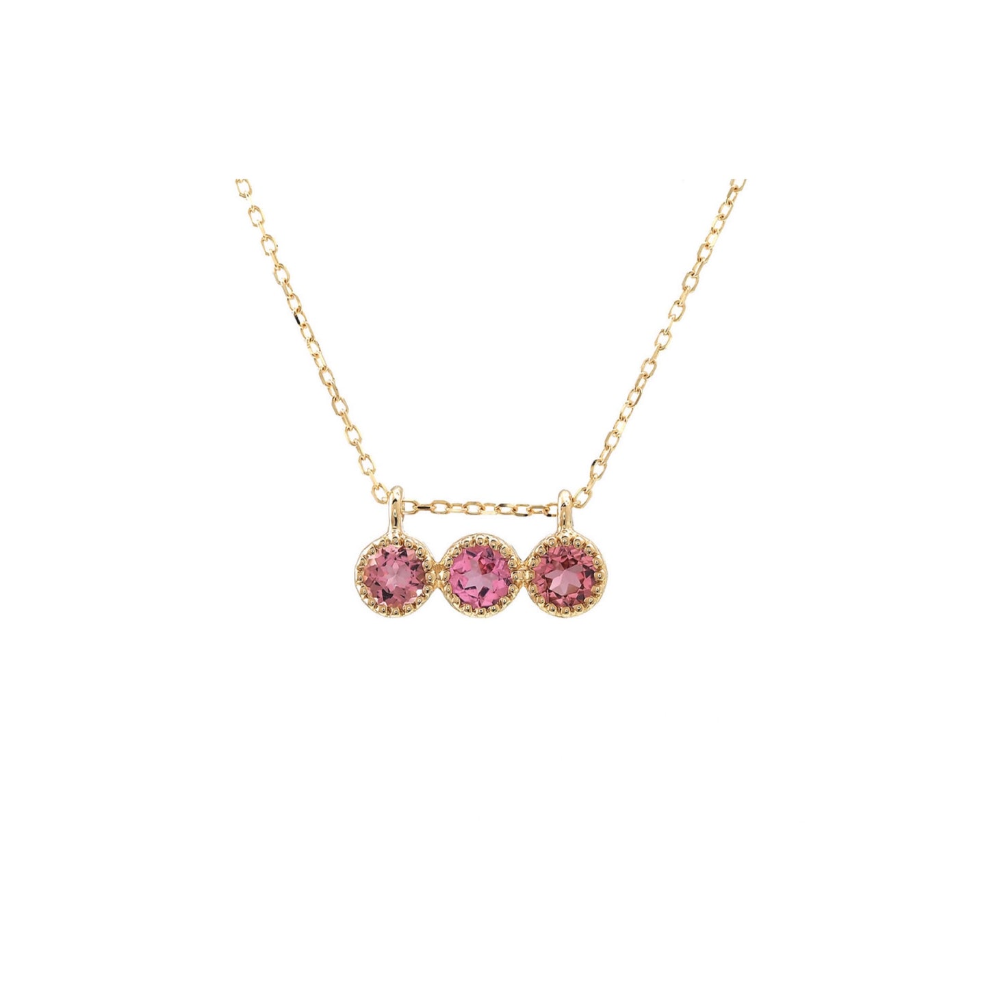 14k Gold Tourmaline Bar around Necklace