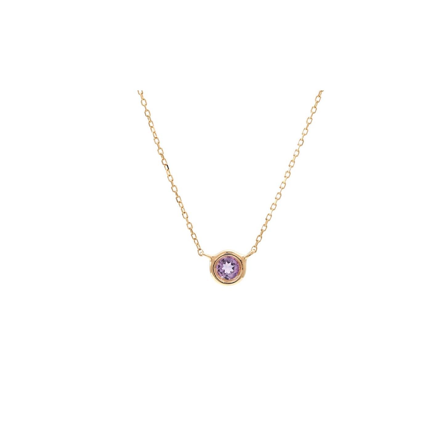 14k Gold Amethyst Bezel Necklace