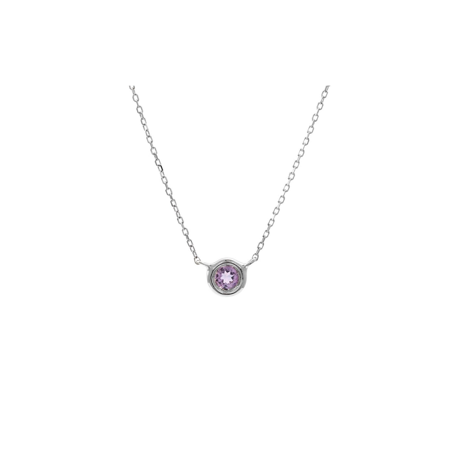 14k Gold Amethyst Bezel Necklace