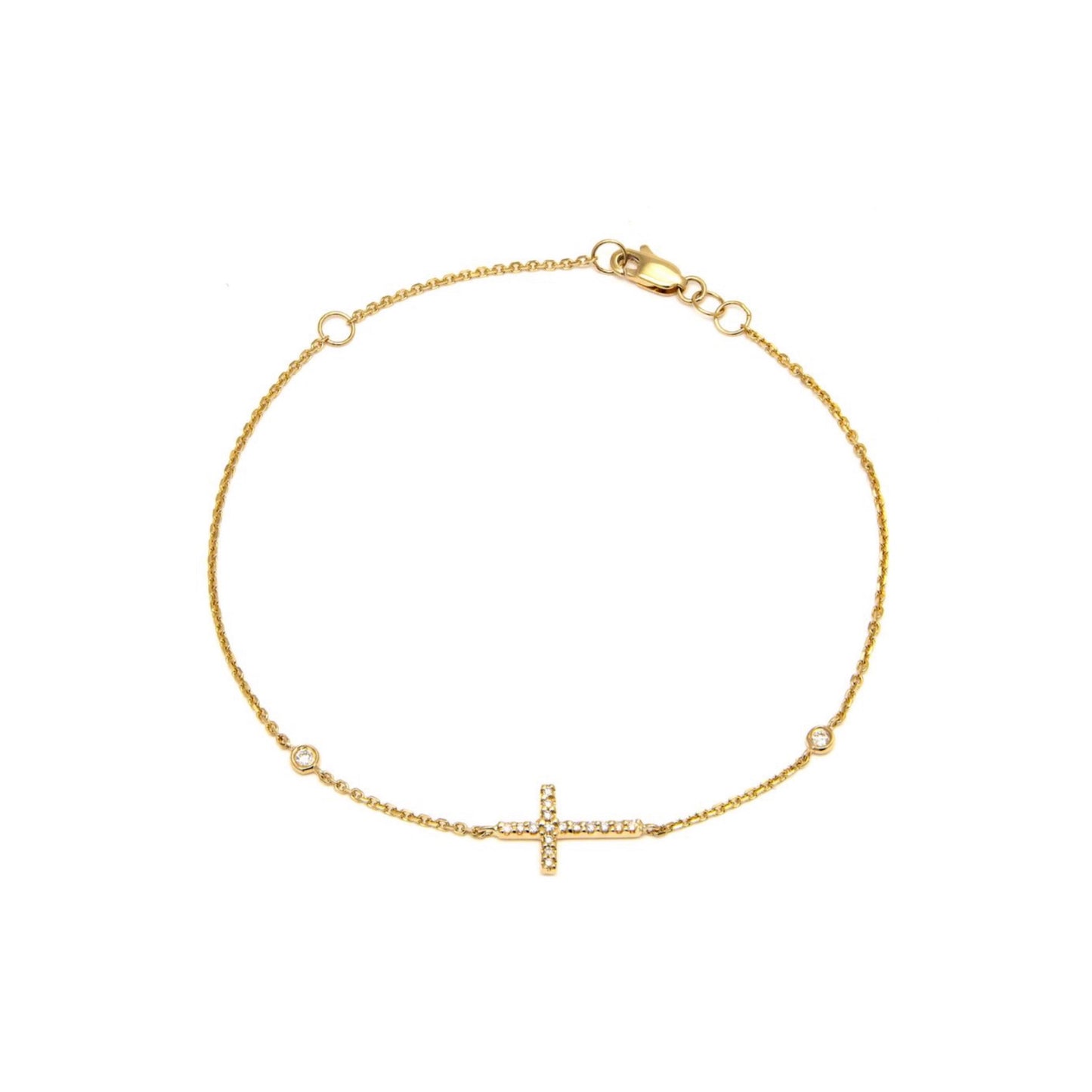 14k Gold & Diamonds Cross Bracelet