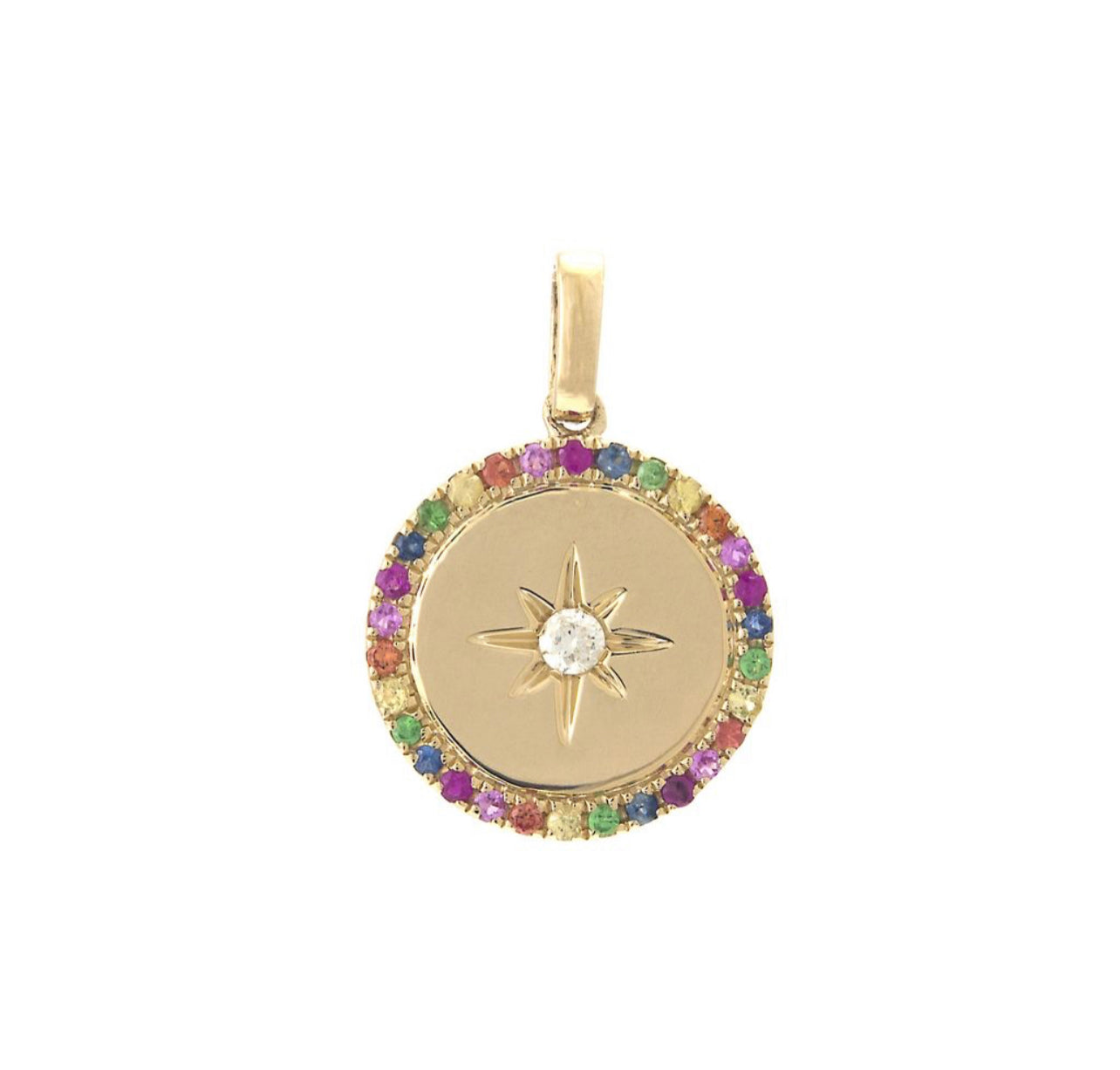 14k Gold Multi Stone Star Pendant