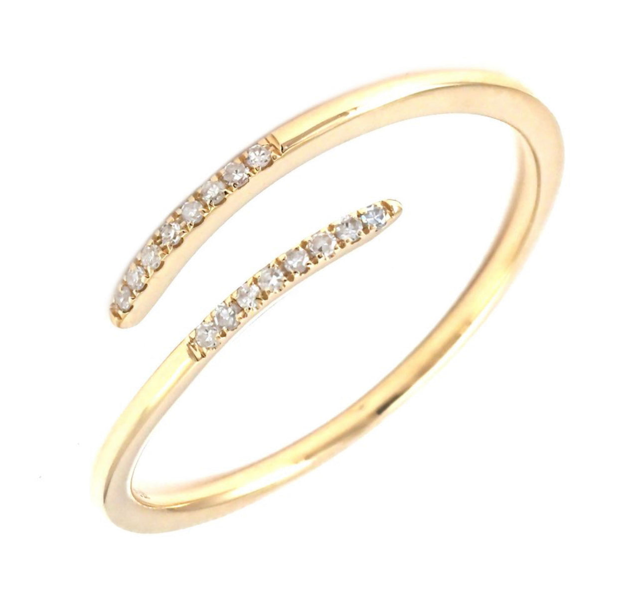 14k Gold Dainty Ring with Diamonds Ring
