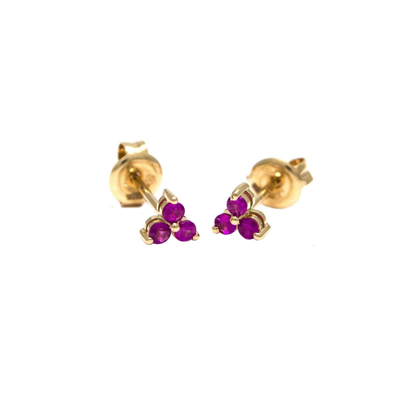 14k Gold & Three Stone Earrings