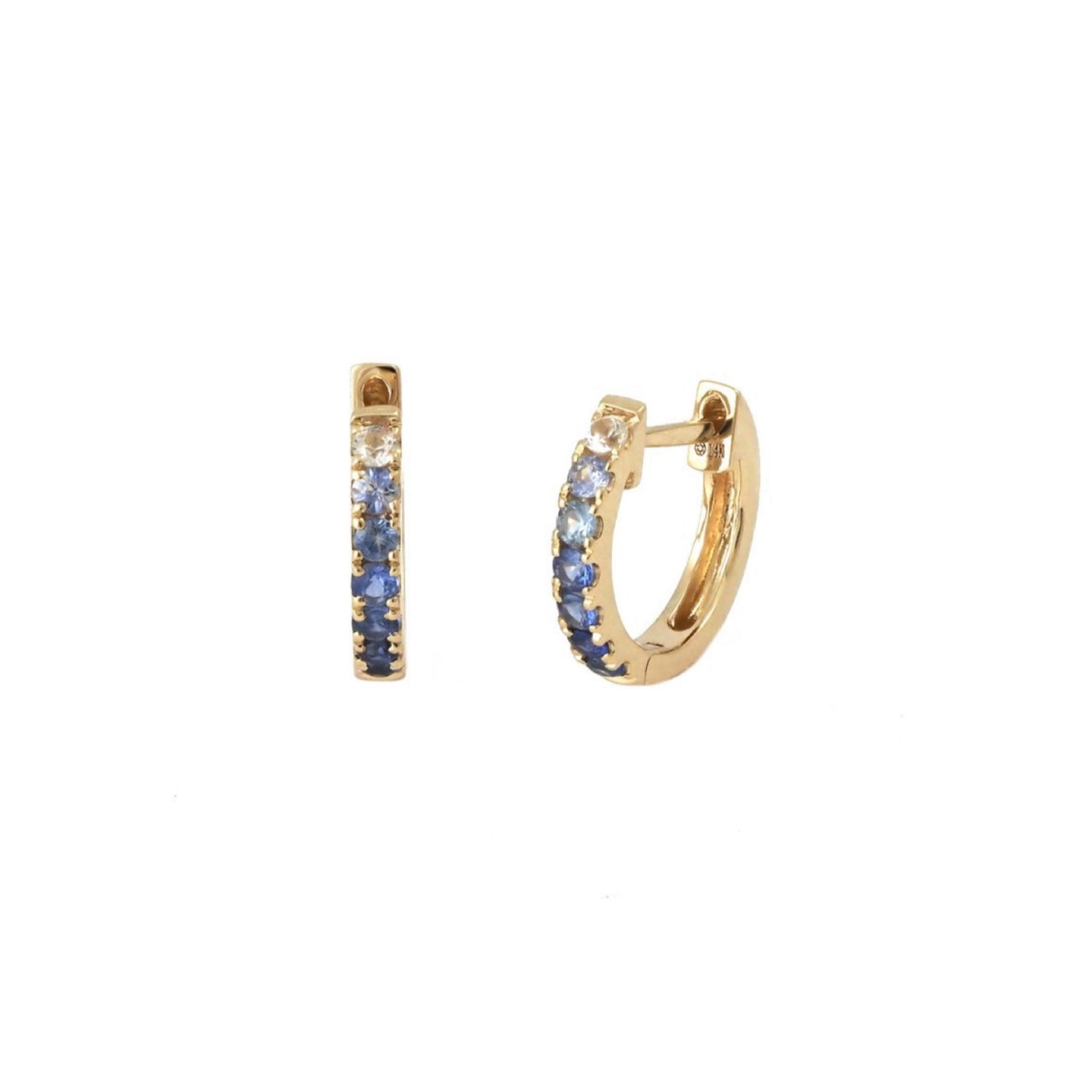14k Gold Sapphire Hoop Earrings
