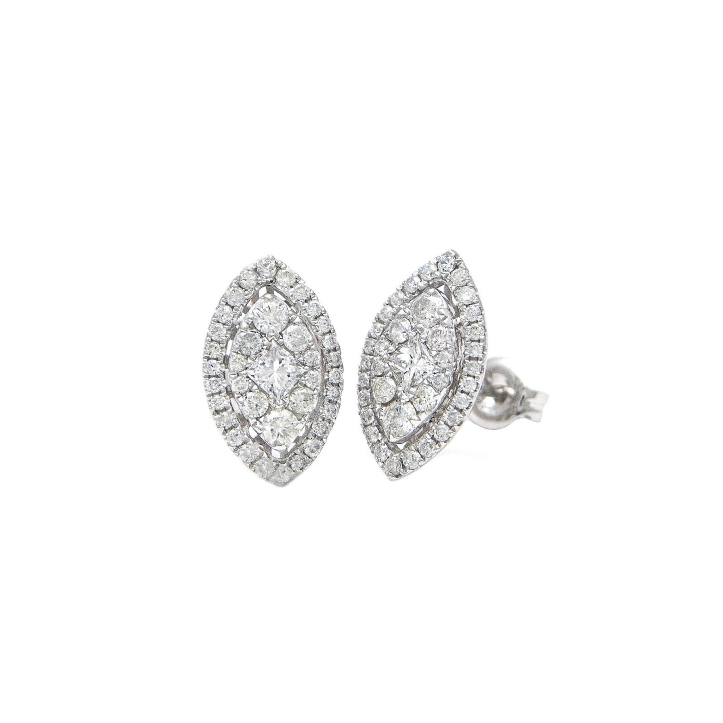 14k Gold Marquise Diamond Earrings