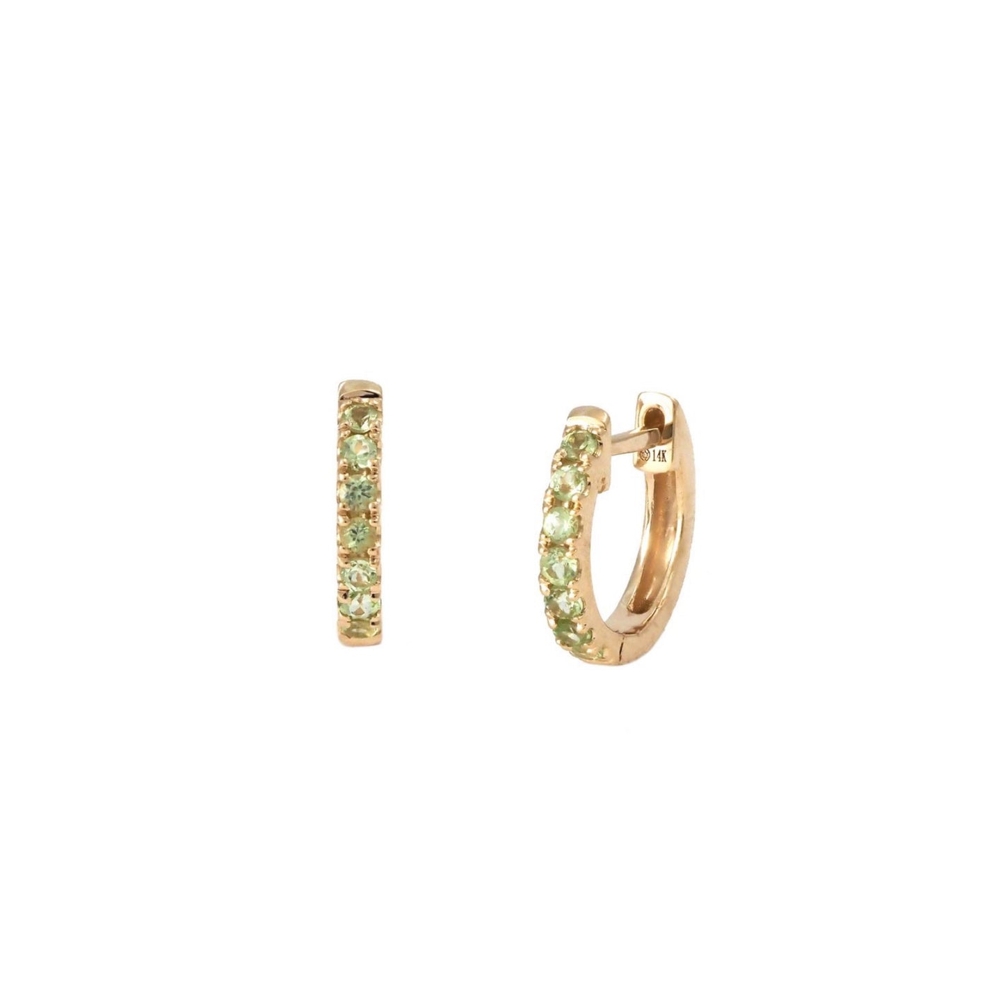 14k Gold Peridot Birthstone Hoop