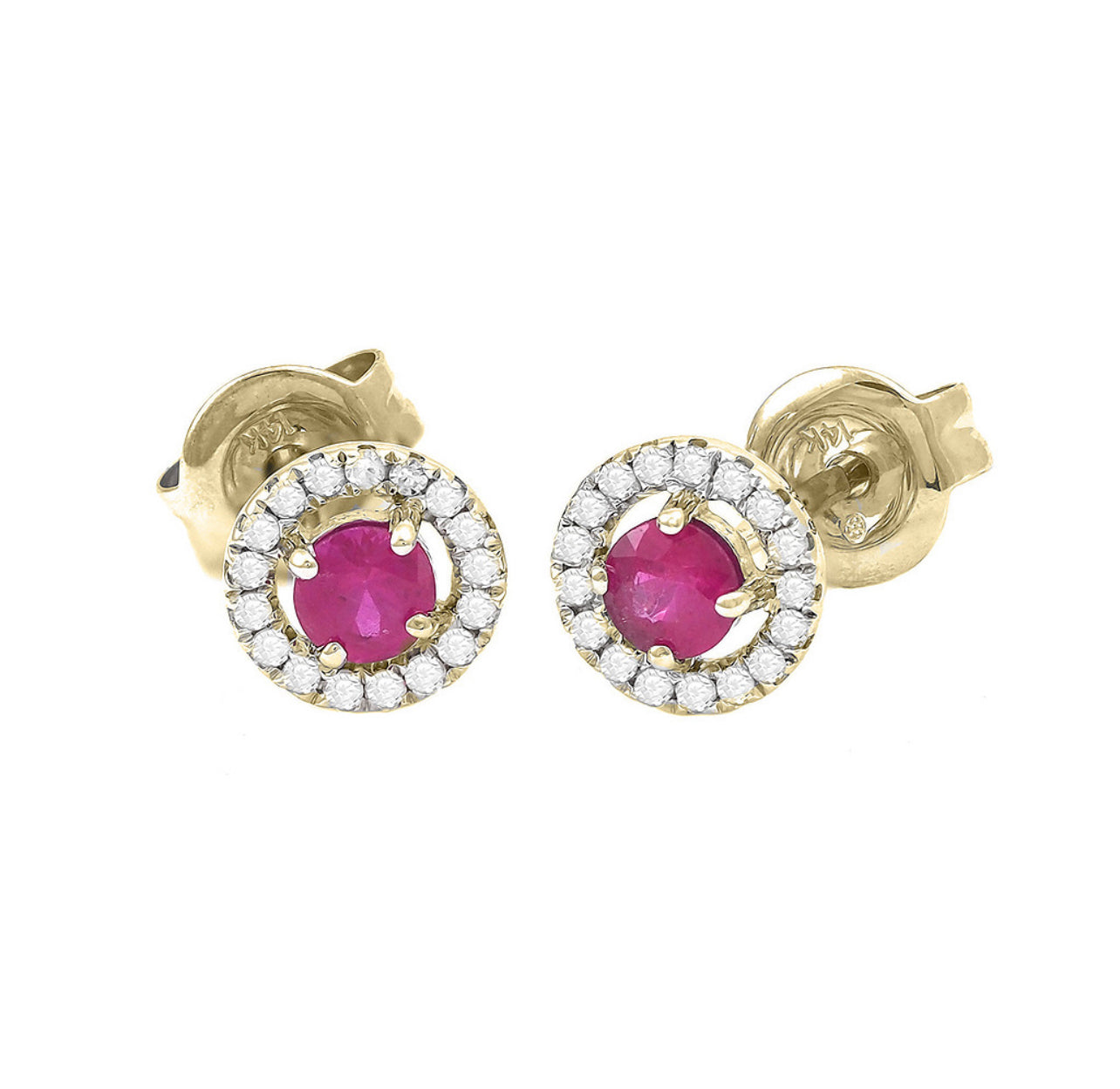 14k Sapphire & Diamonds Halo Earrings