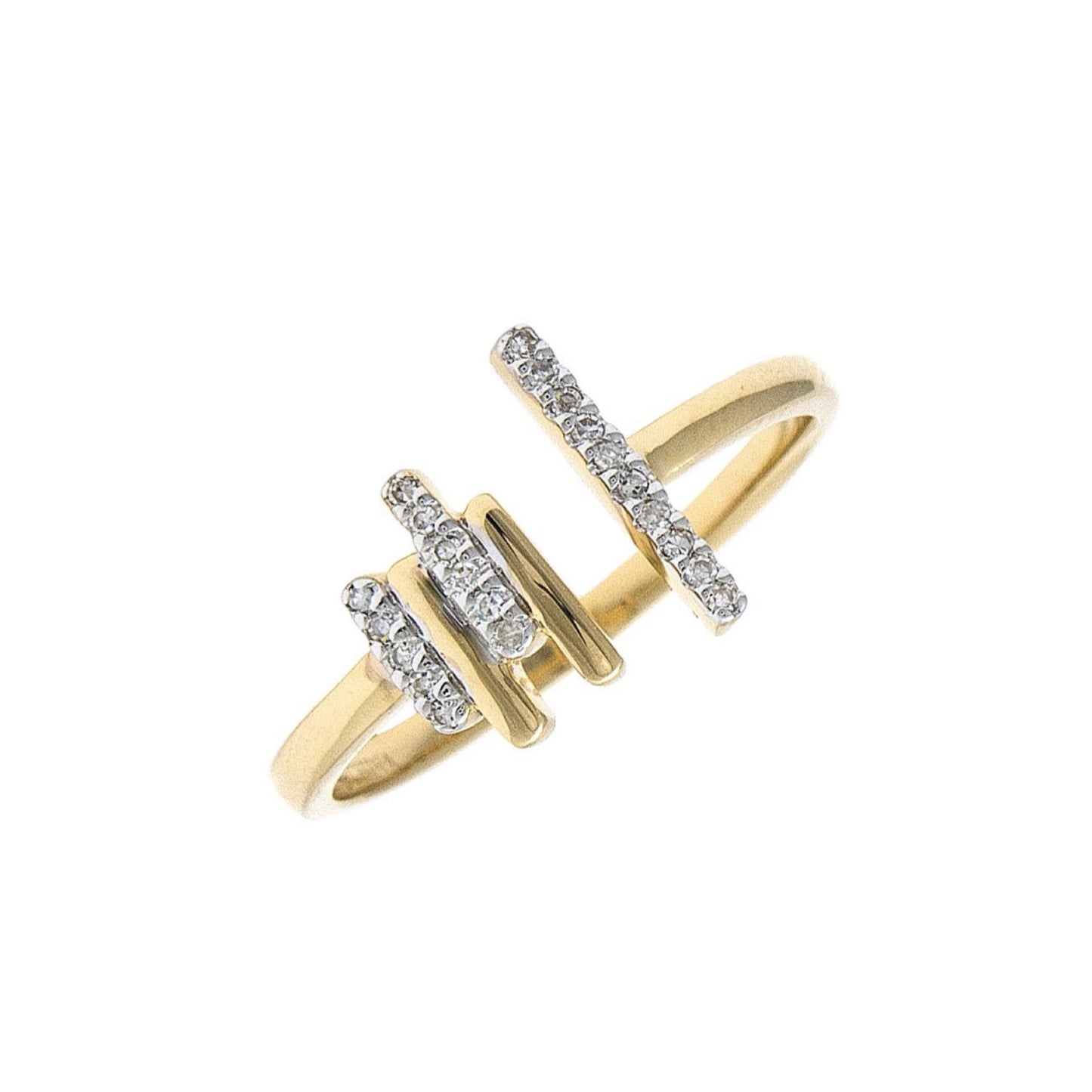 14k Gold Bar Diamonds Ring