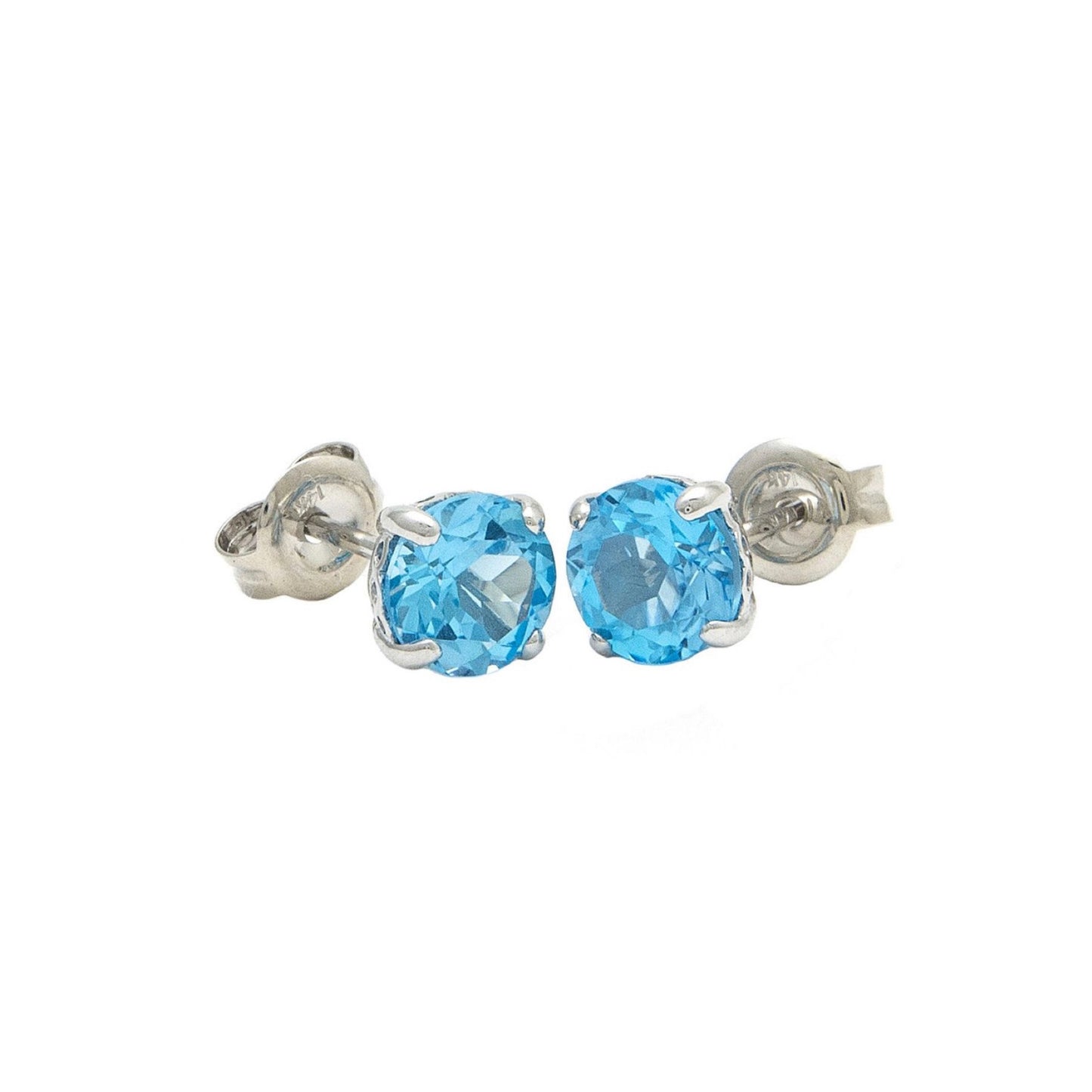 14k Gold Blue Topaz Stud Earrings