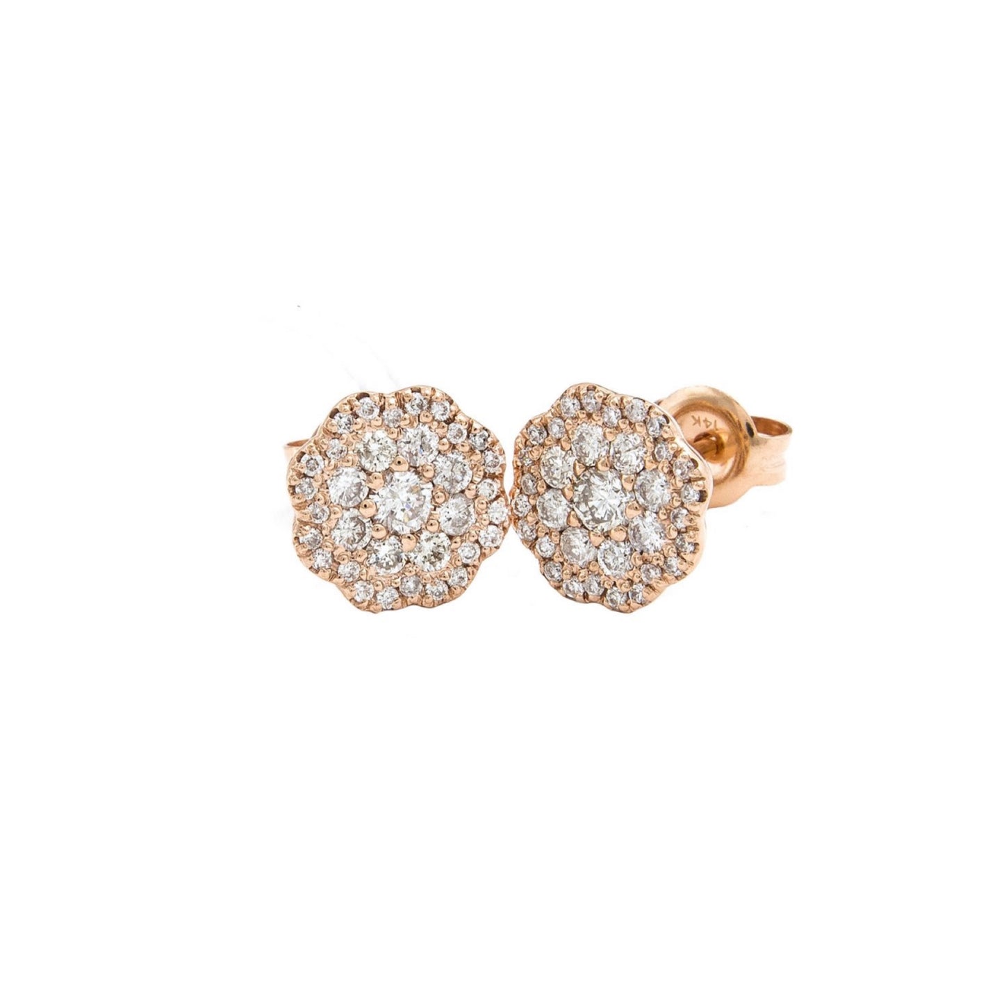 14k Gold & Diamonds Flower Earrings