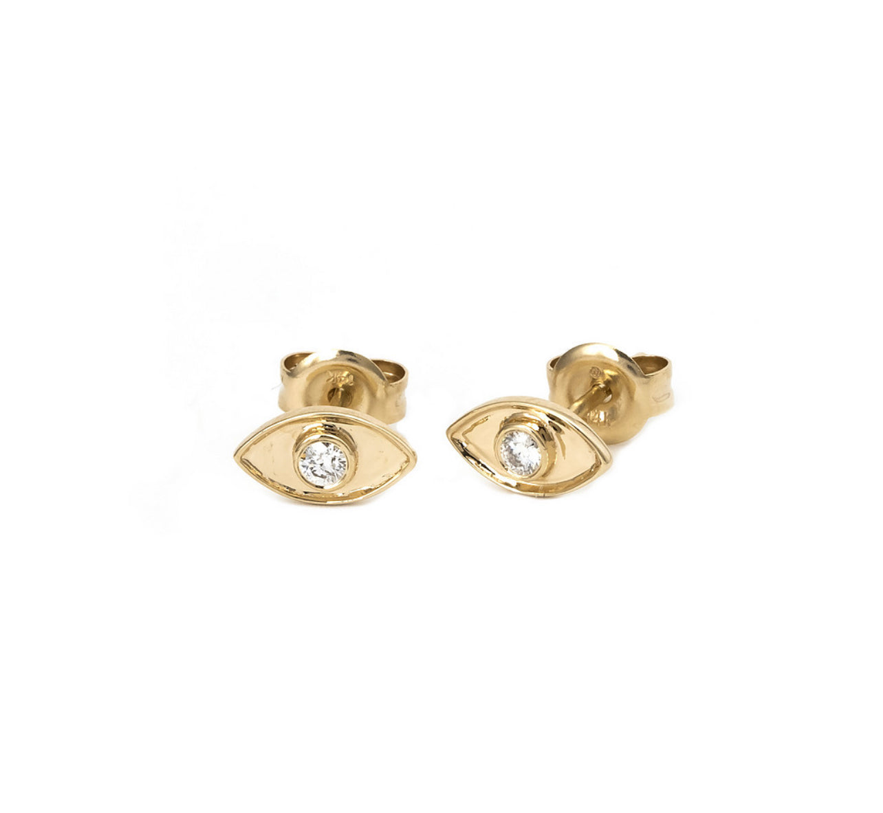 14k Gold Diamond Eye Earrings