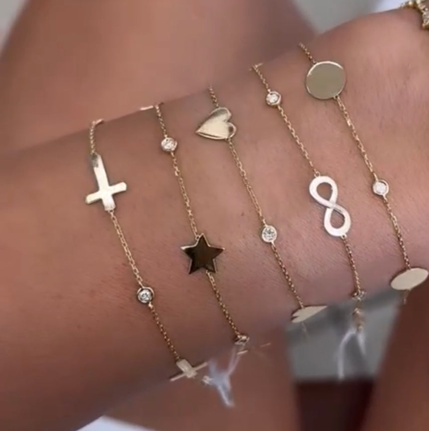 14k Gold Circle Charm Bracelet