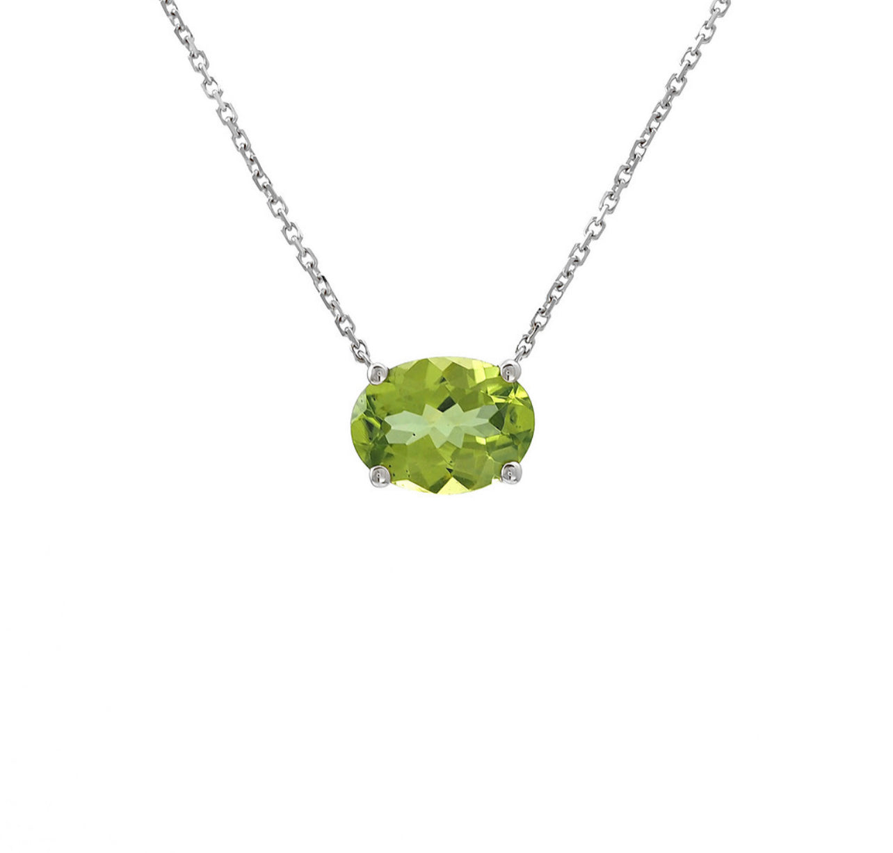 14k Gold Peridot Birthstone Necklace