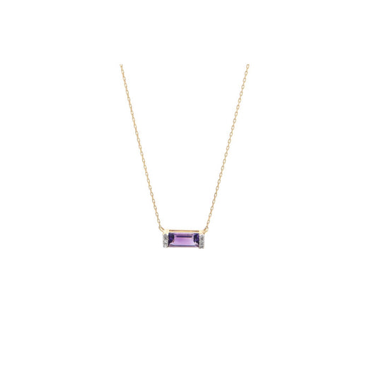 14k Gold Amthyst Baguette Necklace