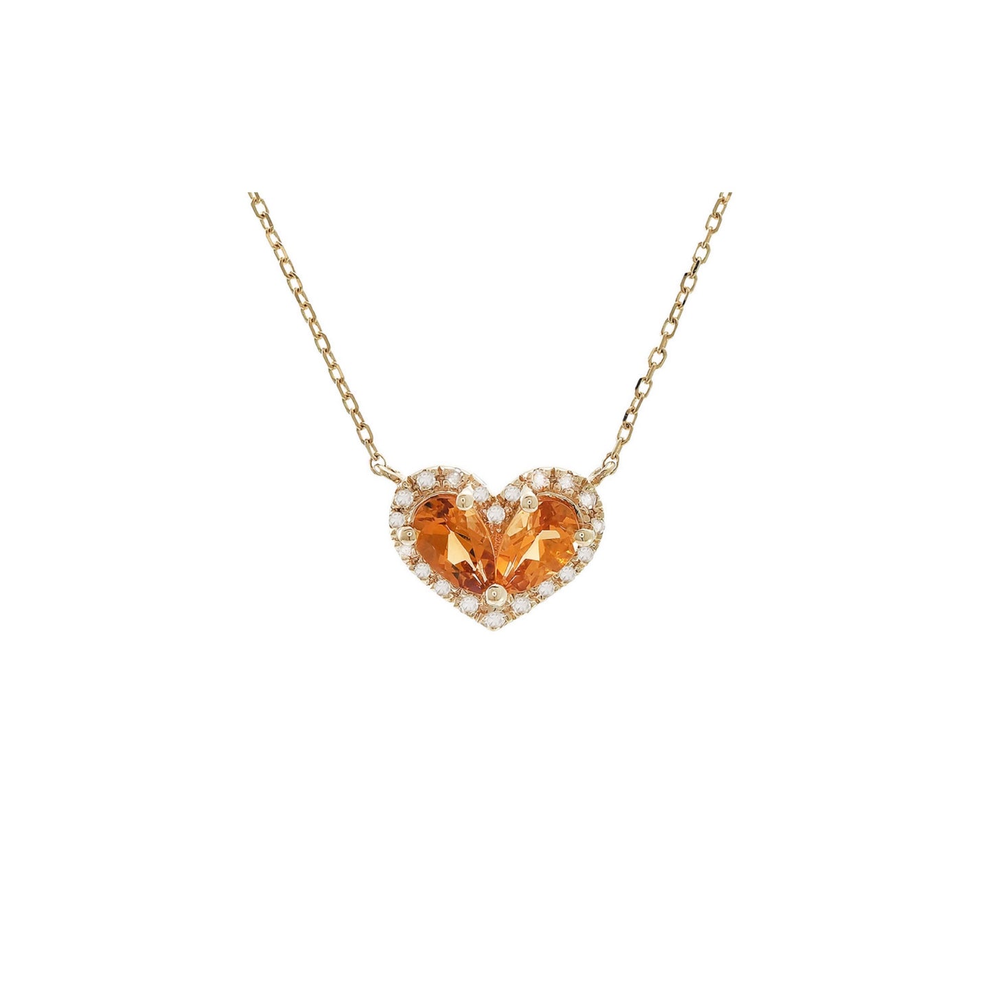 14k Gold Citrine Heart Necklace