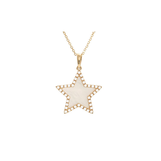 14k Gold & Pearl Shell Star Necklace