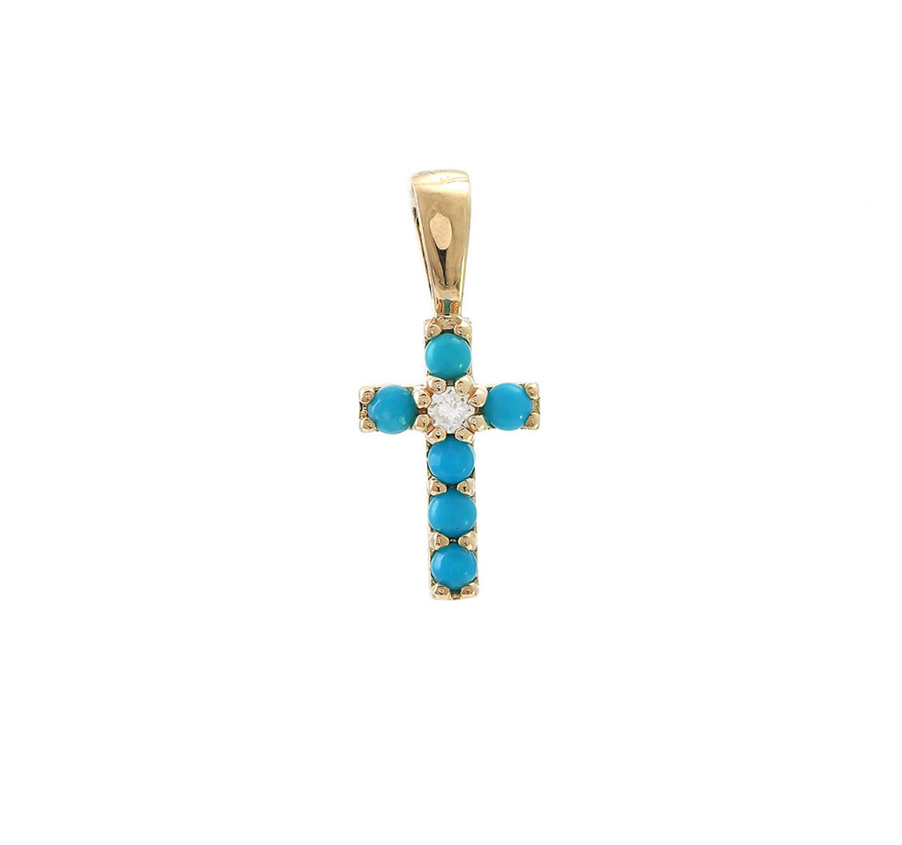 14k Gold & Turquoise Cross Necklace