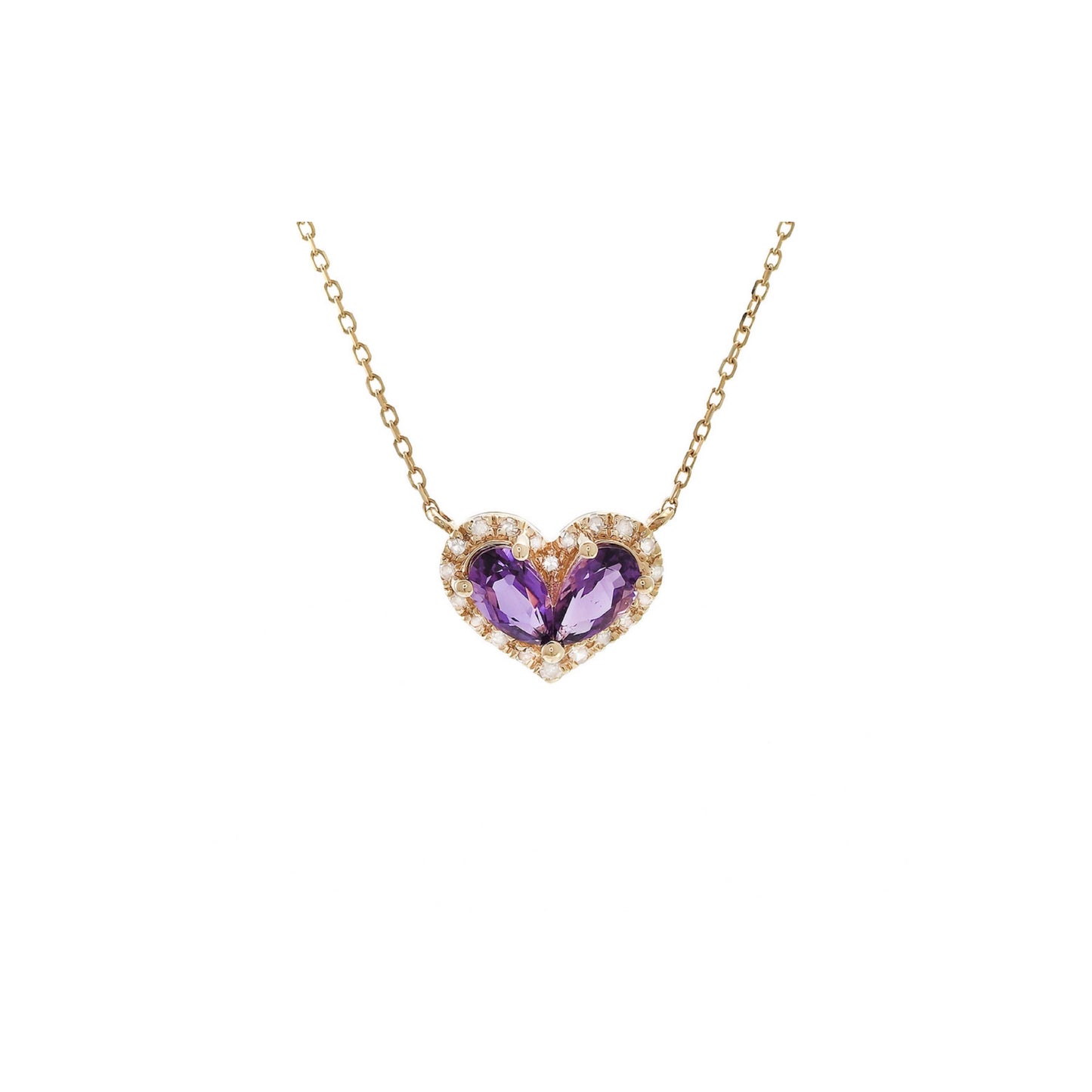 14k Gold Amethyst Heart Necklace