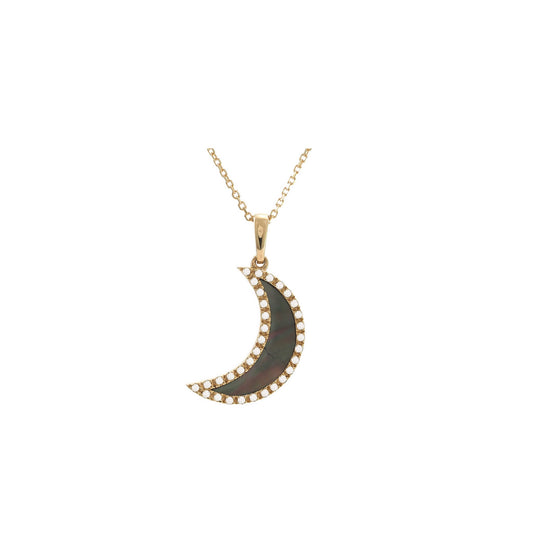 14k Gold & Pearl Shell  Moon Neklace