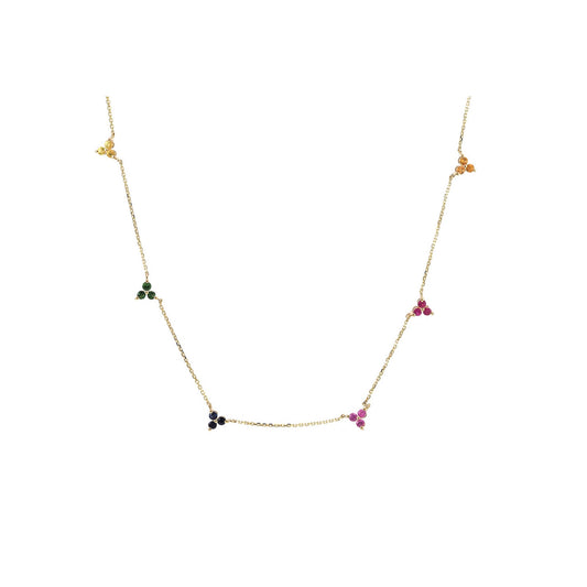 14k Gold Multi Gem Necklace