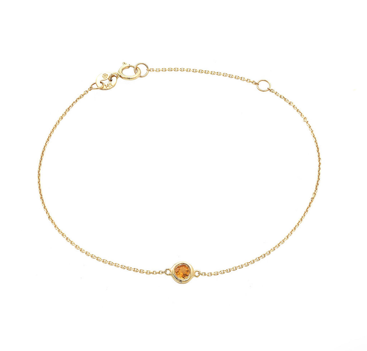 14k Gold Round Bezel Birthstone Bracelet