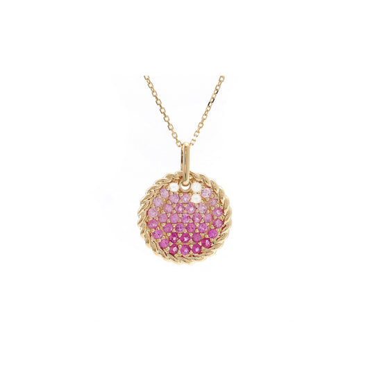 14k Gold & Pink Ombré Sapphires Necklace