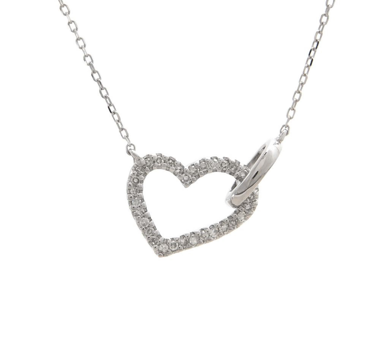 14k Gold Open Heart with Diamonds Necklace