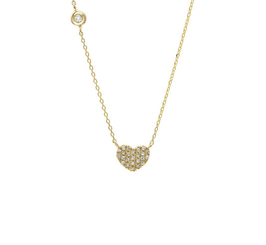 14k Gold Heart Diamonds Necklace