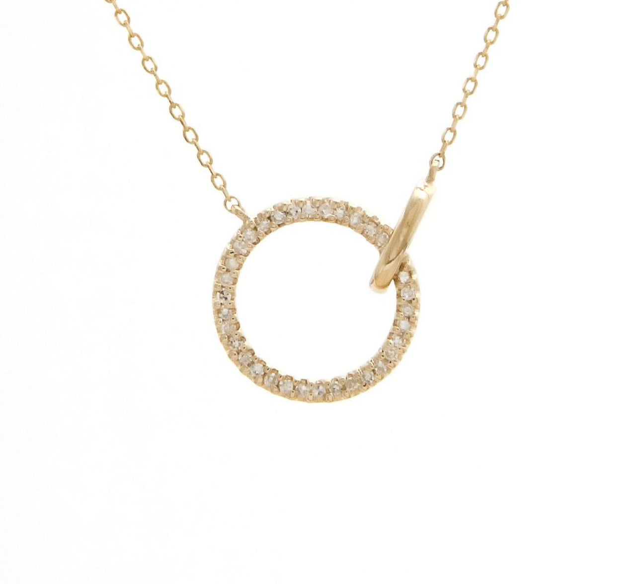 14k Gold Circle Diamond Necklace