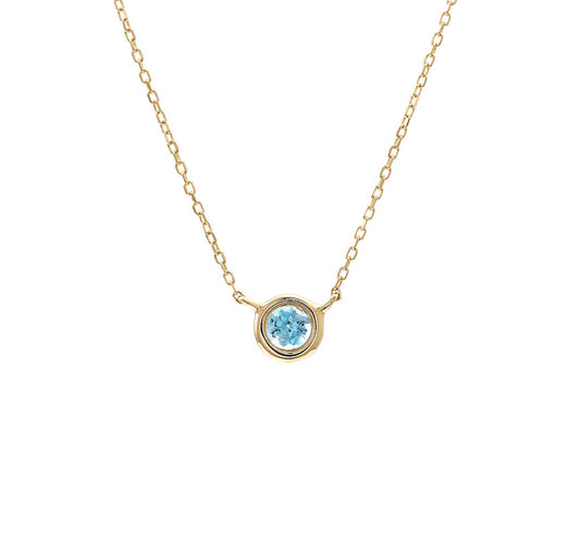 14k Gold Blue Topaz Necklace