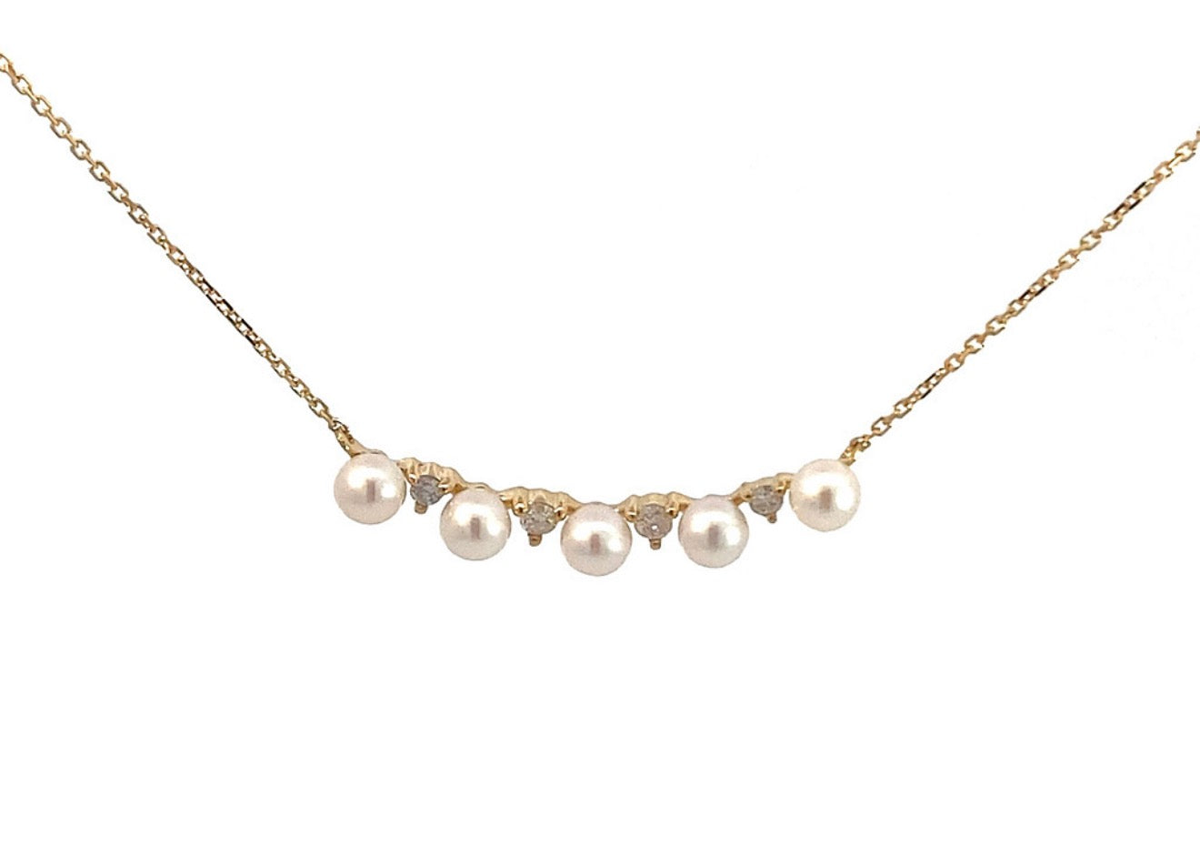14k Gold Diamonds & Pearl Necklace