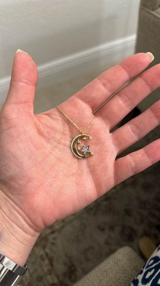 14k Gold Moon & Star