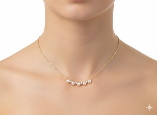 14k Gold Diamonds & Pearl Necklace